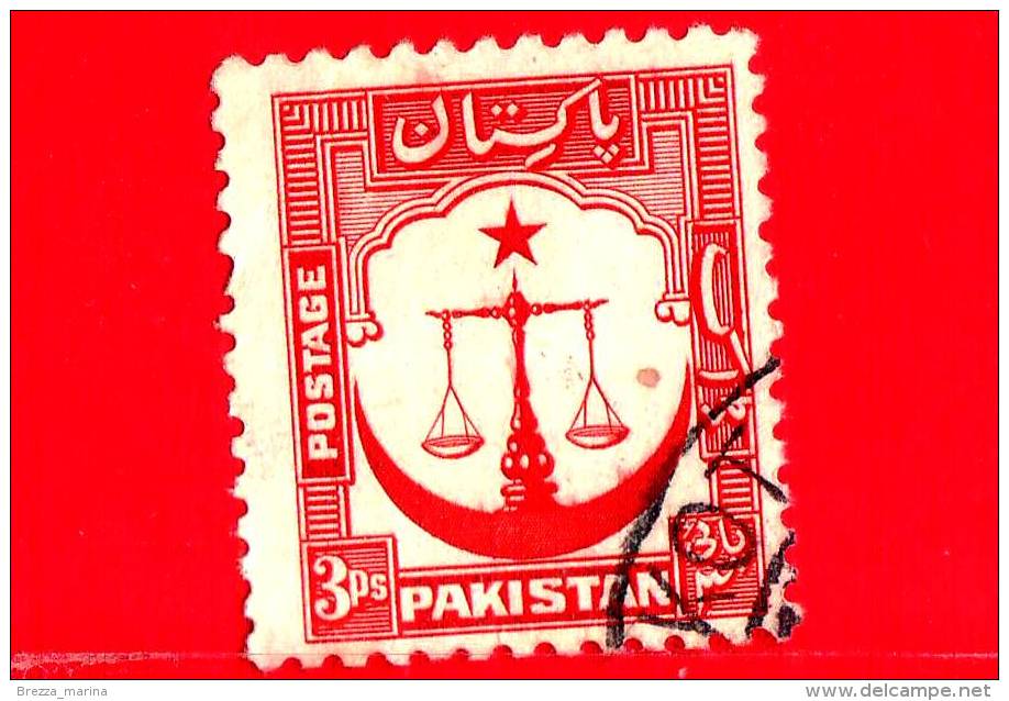 PAKISTAN - Usato - 1948 - Motivi Del Paese - Bilancia Della Giustizia - Mezzaluna - 3 - Pakistan