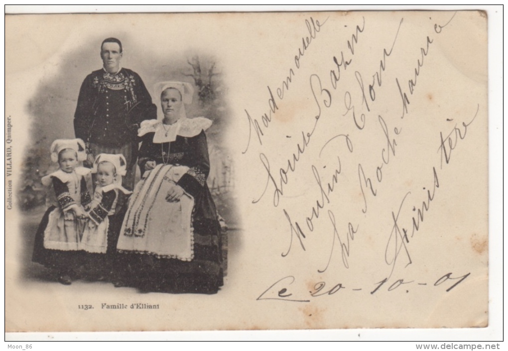 29 - ELLIANT  Cpa 1900 -  UNE FAMILLE D ELLIANT -  COSTUME & COIFFE BRETONNE - - Elliant