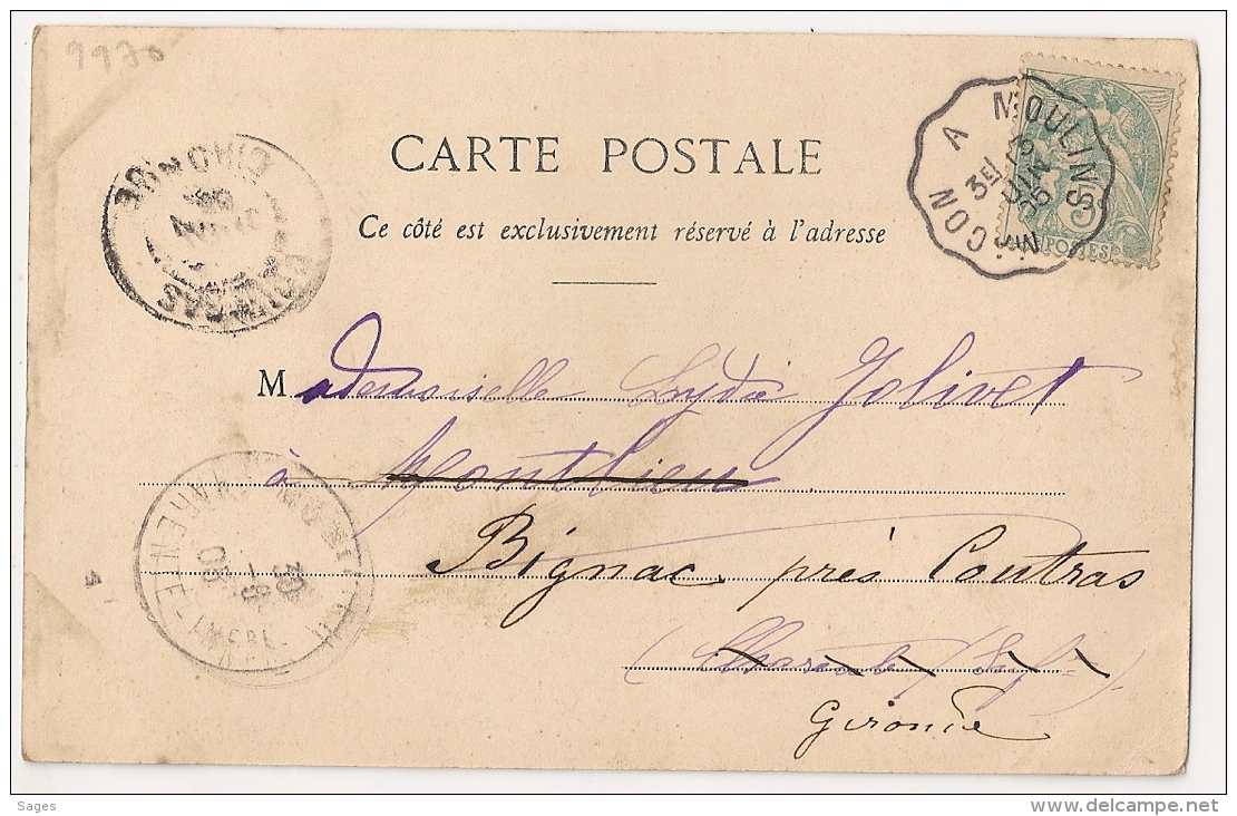 Convoyeur MACON  A MOULINS  Sur Carte Postale. - Poste Ferroviaire