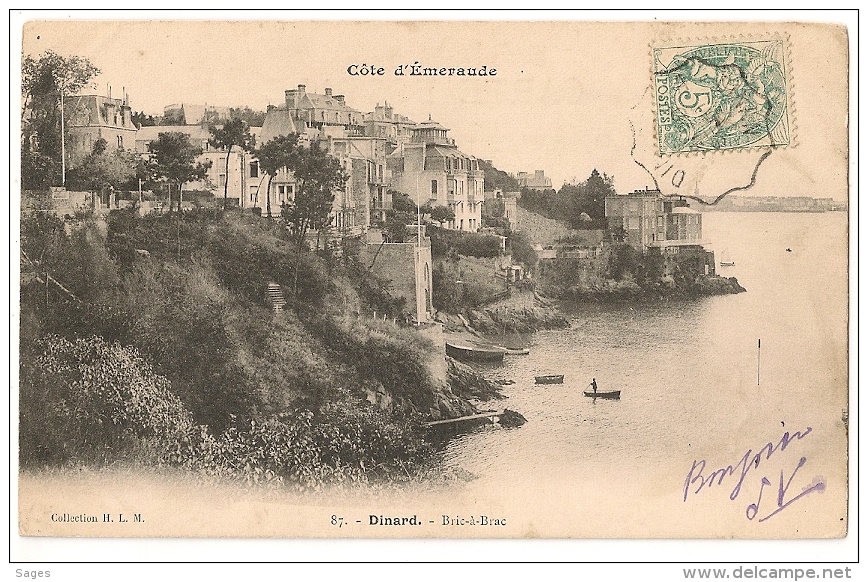 Convoyeur DINARD A DINAN Sur Carte Postale. 1903. - Poste Ferroviaire