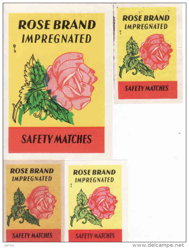 Czechoslovakia 1945-1973 Export Algerie Boites D'allumettes-etiquettes, Matchbox Labels, 4 Roses Brand, 4 Diff.issue - Zündholzschachteletiketten