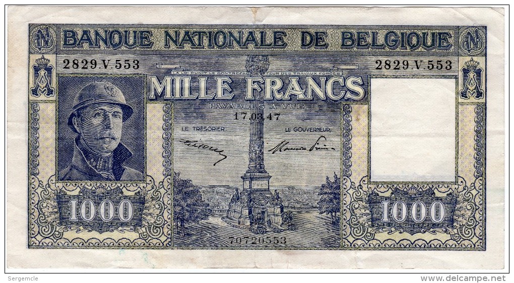 Intéressant Et Peu Courant 1000 Francs Type Albert Ier, En SUP+ Du 17.03.1947 - 1000 Francs