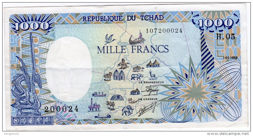 SUPERBE BILLET DE 1000 FRANCS DU 01.01.1988 - Tchad