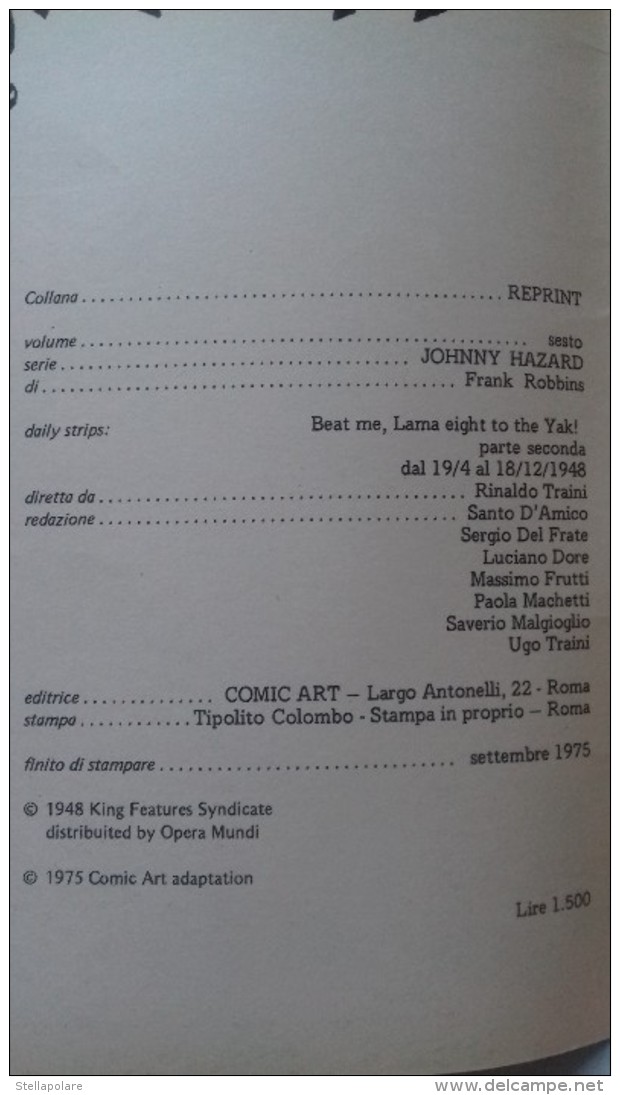 Lotto Di 5 Johnny Hazard - 1974 - COMIC ART CRONOLOGICA - Disegni Frank Robbins - Clásicos 1930/50