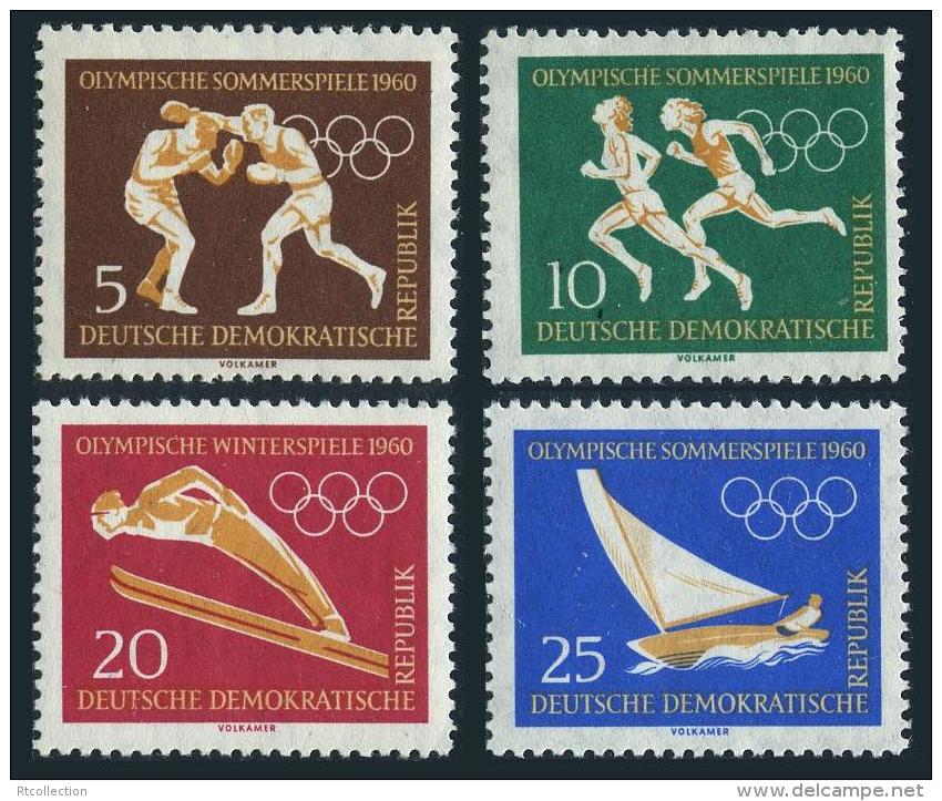 Germany GDR 1960 Olympics Game Squaw Valley Rome Boxing Sprinters Sports Ski Jump Stamps MNH SC 488-491 Michel 746-749 - Hiver 1960: Squaw Valley