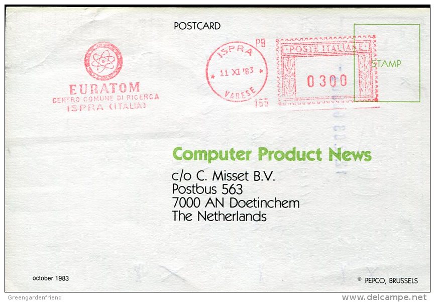 13937 Italia, Red Meter Freistempel EMA  1983 Ispra,  Euratom,  Circuled Card,  Atom Research Centre - Atomenergie