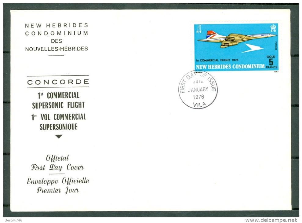 New Hebrides 2 Envelopes 1976 - Concorde First Commercial Flight - Port-Vila 30/01/1976 (2 Scans) - FDC