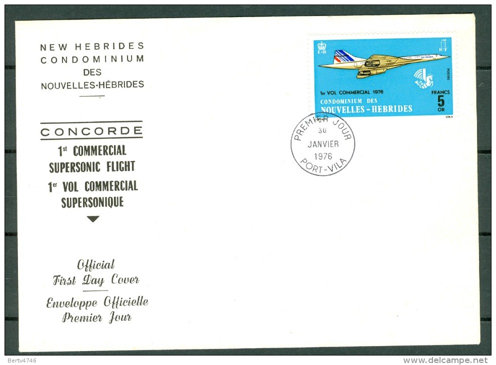 New Hebrides 2 Envelopes 1976 - Concorde First Commercial Flight - Port-Vila 30/01/1976 (2 Scans) - FDC