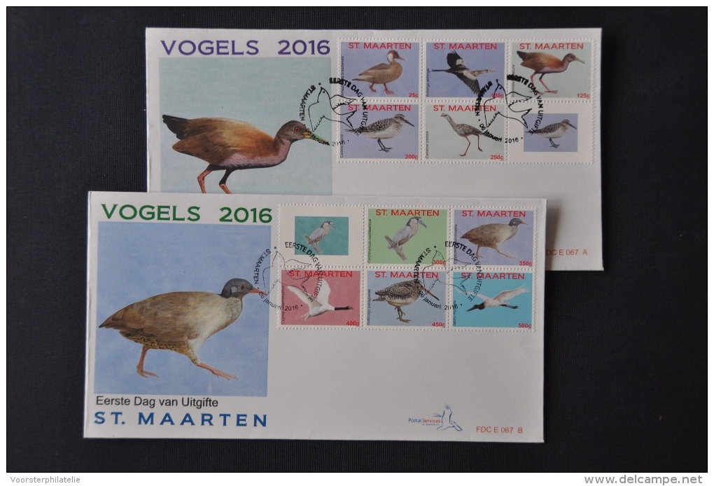 ST. MAARTEN 2016 FDC 67 AB VOGELS BIRDS OISEAUX BLANK - Curaçao, Antille Olandesi, Aruba