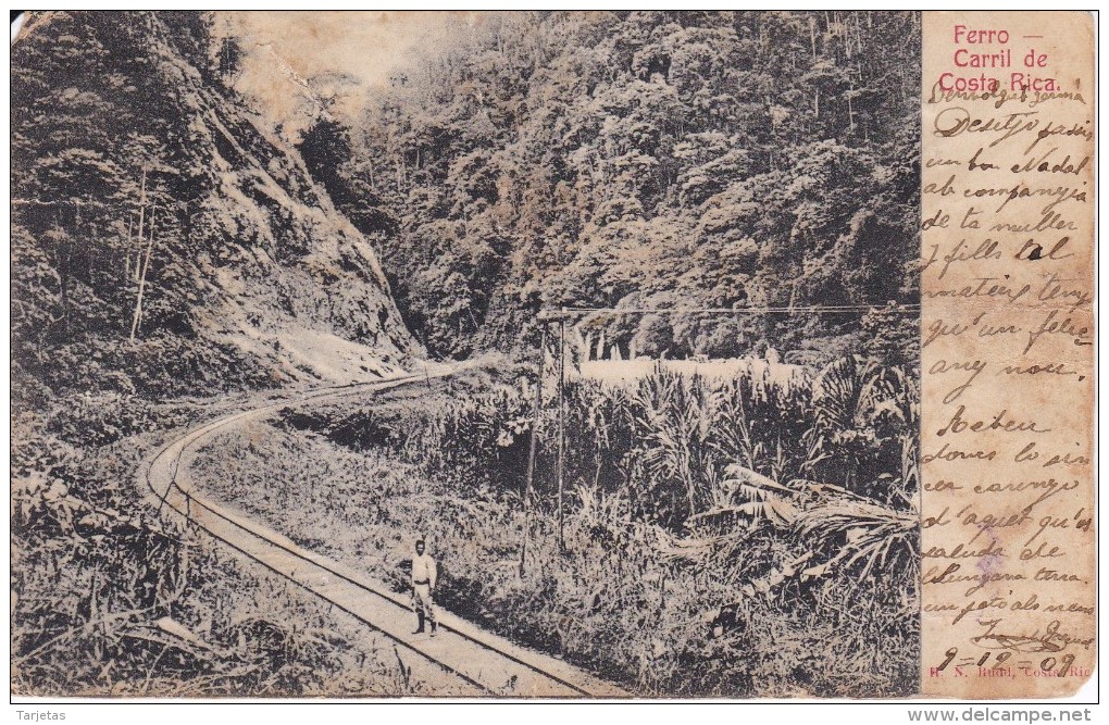 POSTAL DE COSTA RICA DE EL FERROCARRIL DEL AÑO 1909 (N. RUDD) (COSTA RICA) VIA DEL TREN - Costa Rica