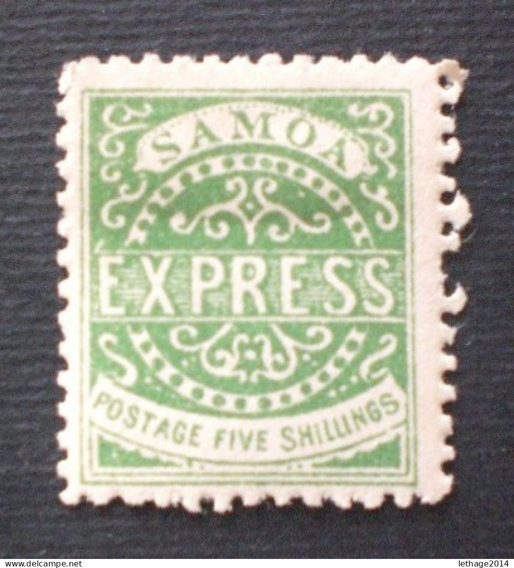 SAMOA 1877 - 1882 Express Stamps 5 Sh Green  MNLH PERFORATION  11 1/4 - Samoa Americana