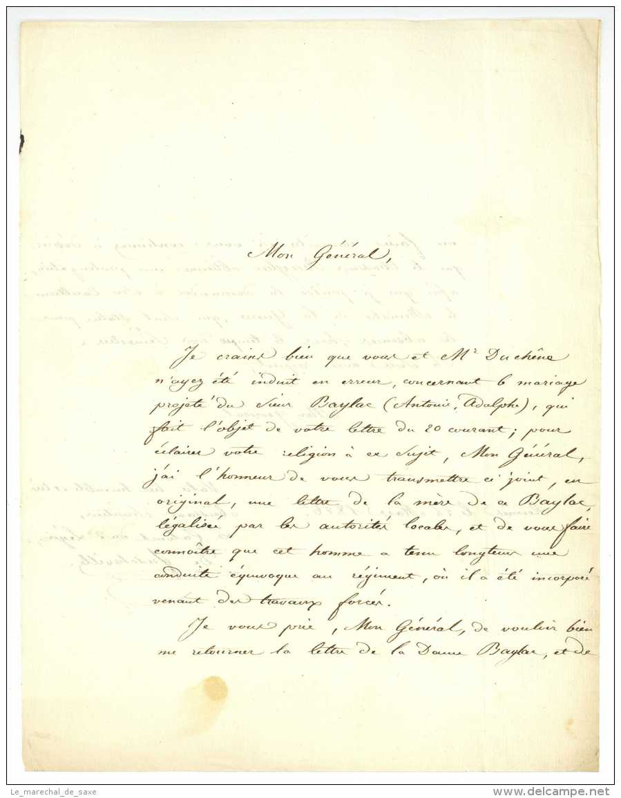 BOSQUILLON DE FRESCHEVILLE, Edwin Bonaventure (Cambrai 1780 &ndash; Alger 1830). Colonel - Conquete De L'ALGERIE - Documentos Históricos