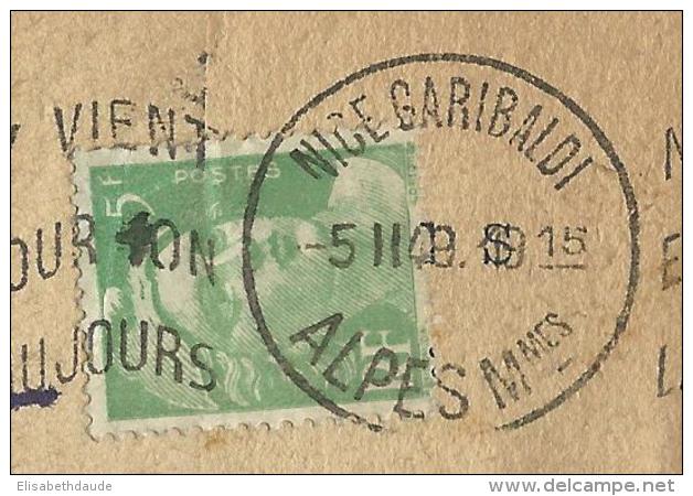 ALPES MARITIMES - 1949 - 5F TYPE GANDON SEUL Sur CATALOGUE (SOUS BANDE JOURNAL) De La LIBRAIRIE NICOISE Avec MECA - 1945-54 Marianne De Gandon