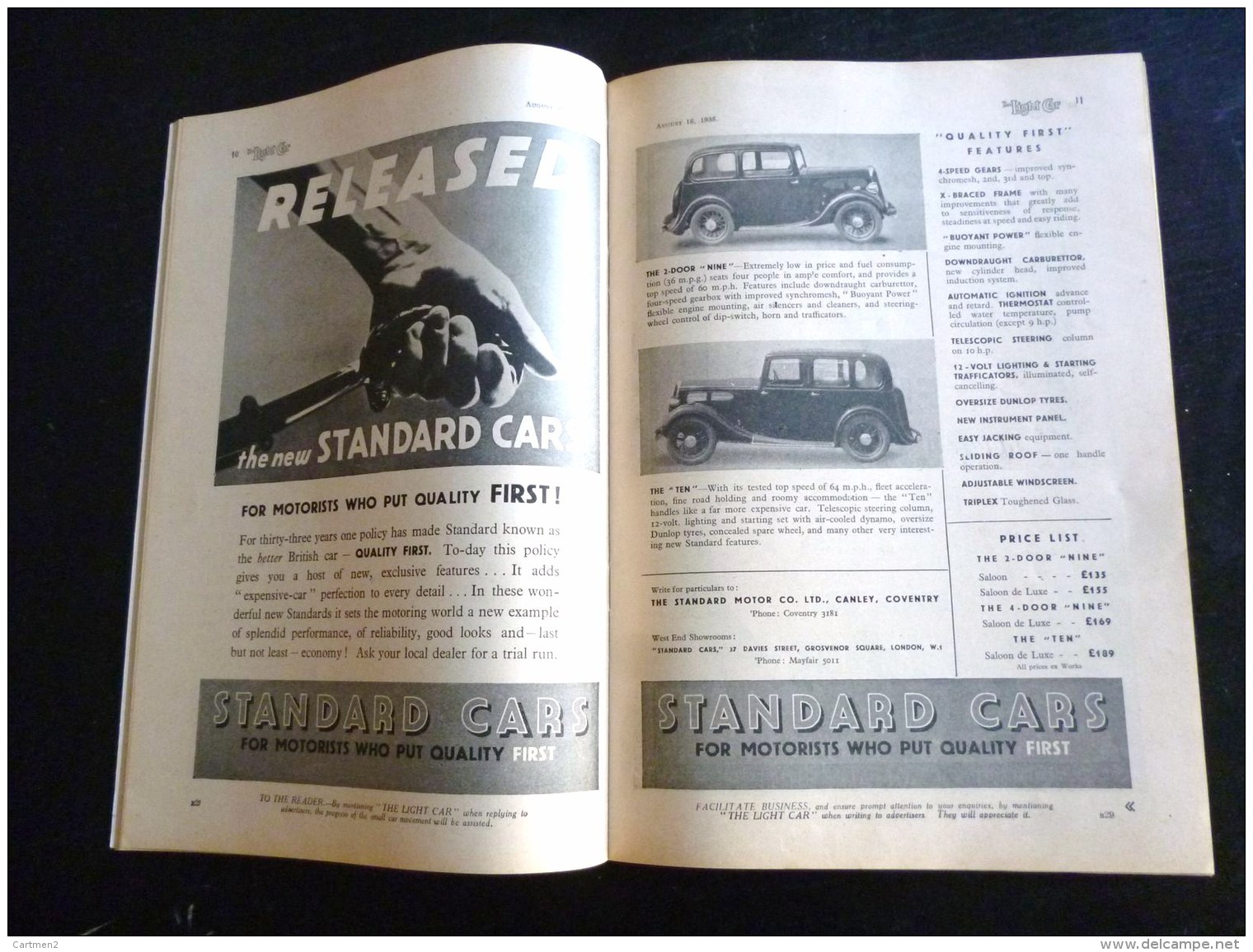 THE LIGHT CAR REVUE MAGAZINE AUTOMOBILE VOITURE 1935 HORSESHOE EYSTON LANCHESTER WRINKLES TRIUMPH AUSTIN - Auto