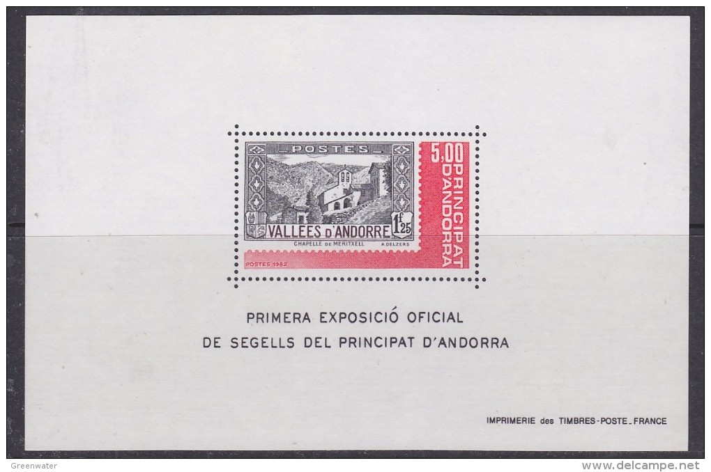 Andorra Fr. 1982 1st Philatelic Exhibition M/s ** Mnh (32641) - Blocks & Kleinbögen