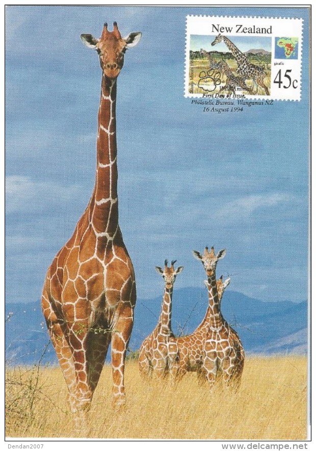 New Zealand - Postal Stationary - Entier And Maximumcard  1994 : Giraffe - Giraffen