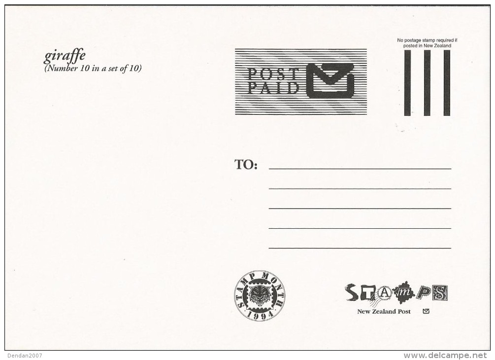 New Zealand - Postal Stationary - Entier And Maximumcard  1994 : Giraffe - Giraffen