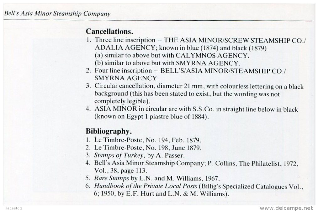 Ottoman Turkey 1868 BELL'S ASIA MINOR STEAMSHIP CO. Local Private Post ONE PIASTRE Used SMYRNA AGENCY Maritime Ship Mail - Oblitérés