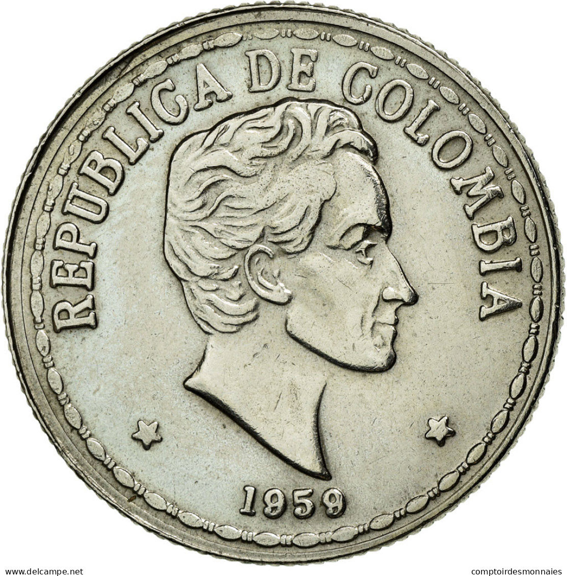 Monnaie, Colombie, 20 Centavos, 1959, TTB+, Copper-nickel, KM:215.1 - Colombie