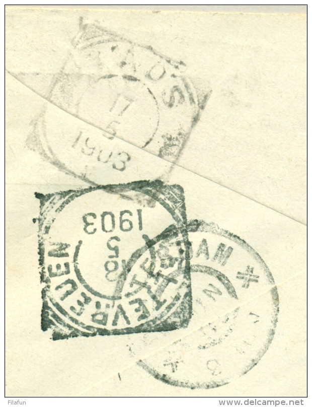 Nederlands Indië - 1903 - 12,5 Cent Opdruk Op Bontkraag, Envelop G15, Met 2,5 Cent Bijfrankering Naar Rotterdam - Nederlands-Indië