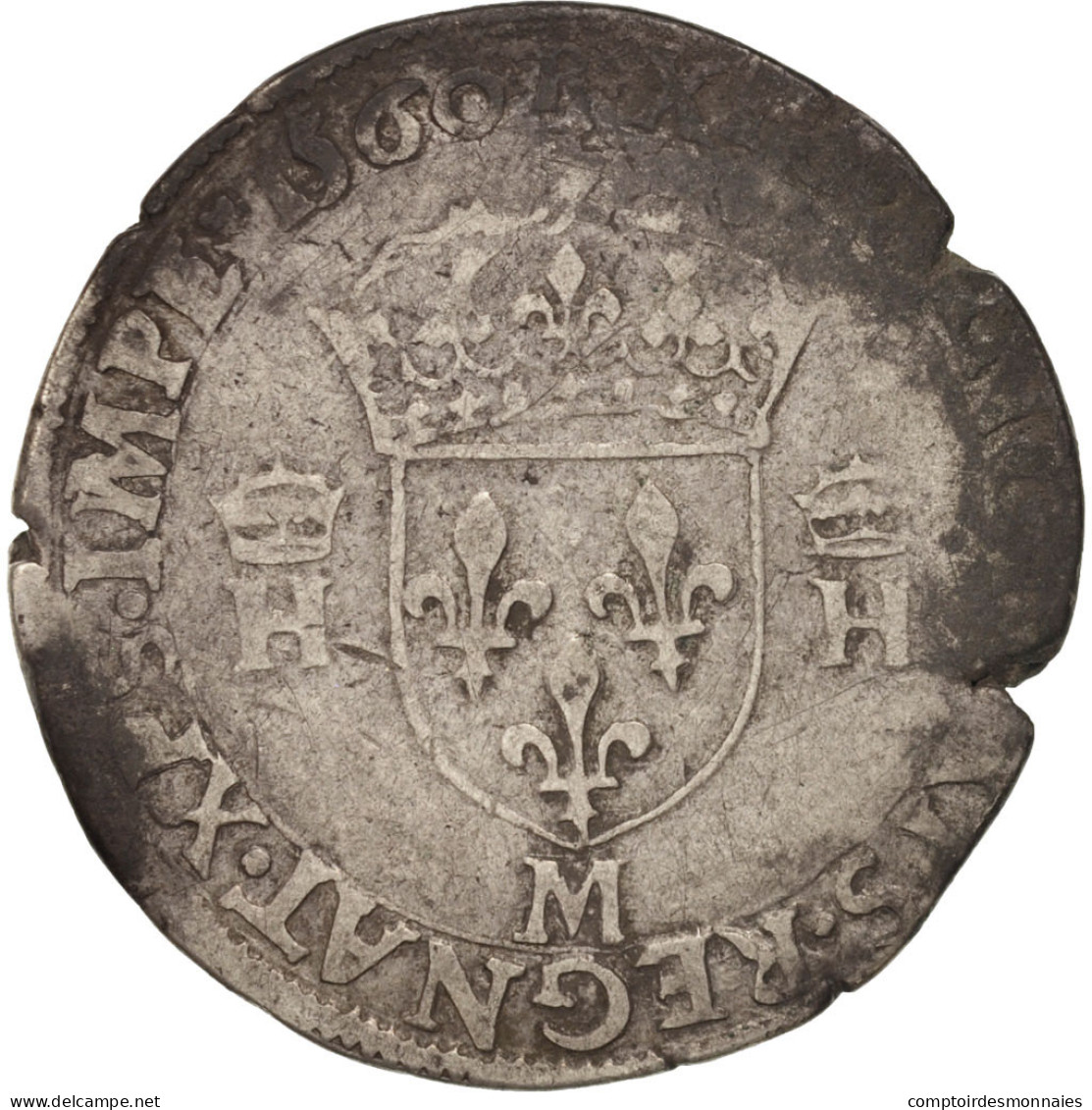 Monnaie, France, Teston, 1560, Toulouse, TB, Argent, Sombart:4572 - 1547-1559 Henry II