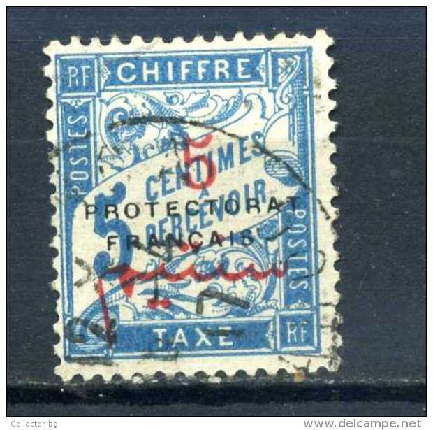 RARE 5 FRANCAIS FRANCE TAXE RF CHIFFRE PROTECTORAT OVERPRINT 5 RED  STAMP TIMBRE USED - Strafport