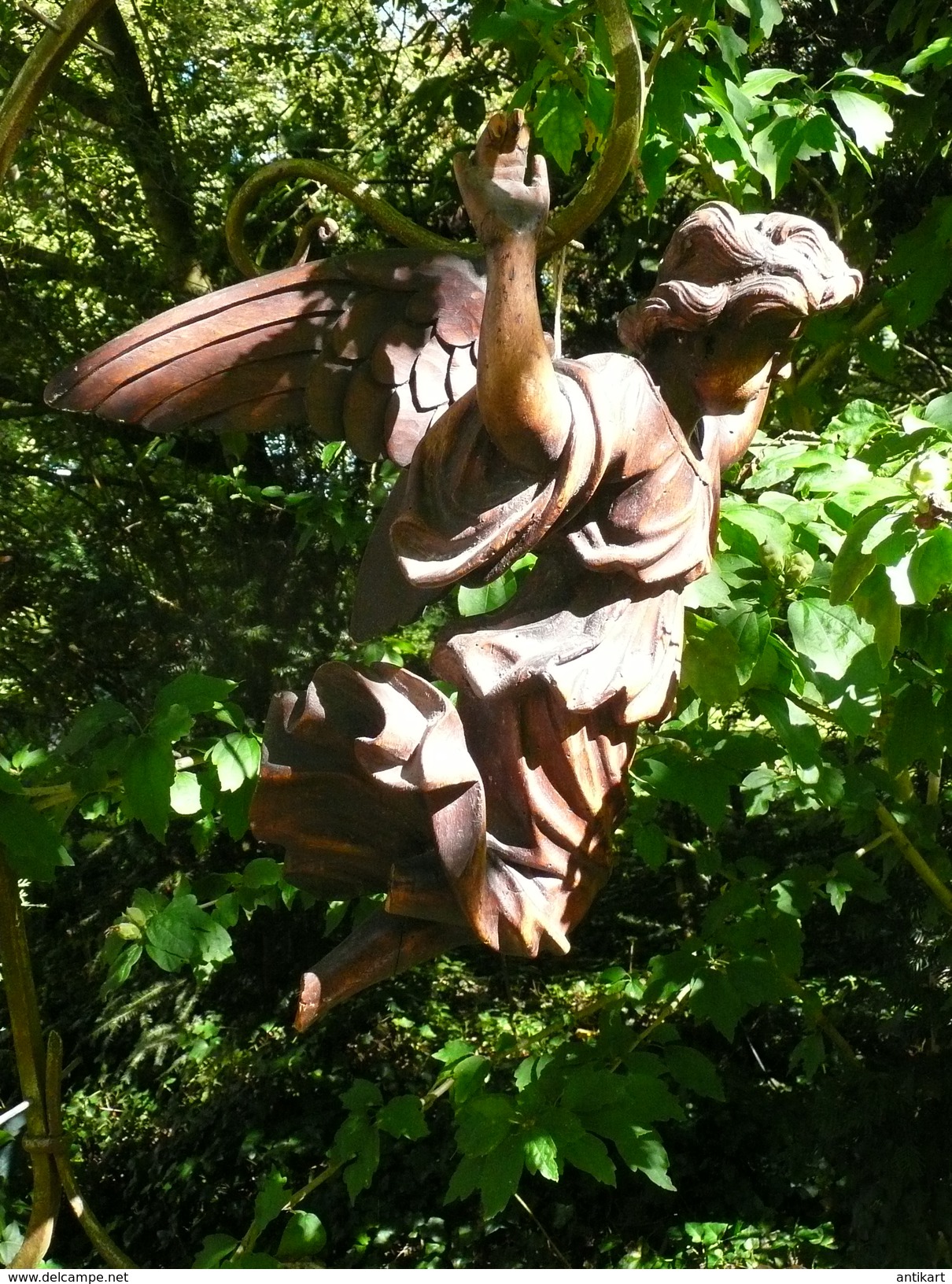 XVIIe S. Grand Ange Baroque En Bois Sculpté - Holz