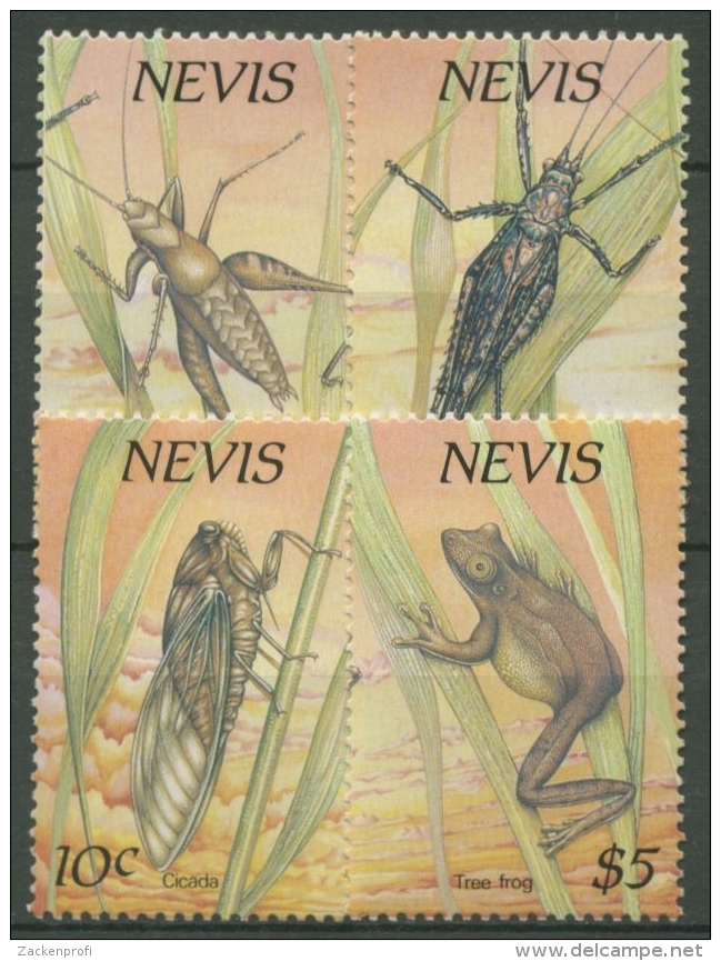 Nevis 1989 Nachtaktive Kleintiere: Grille, Laubfrosch, Zikade 514/17 Postfrisch - Sonstige - Amerika