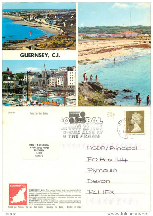 Multiview, Guernsey Postcard Posted 1999 Stamp - Guernsey