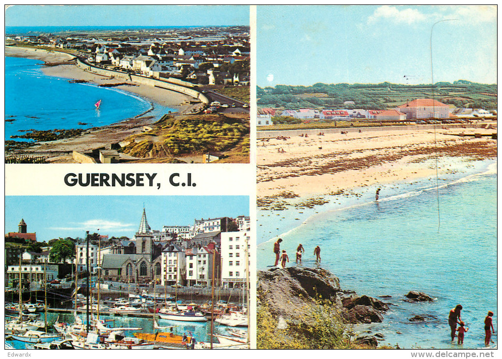 Multiview, Guernsey Postcard Posted 1999 Stamp - Guernsey