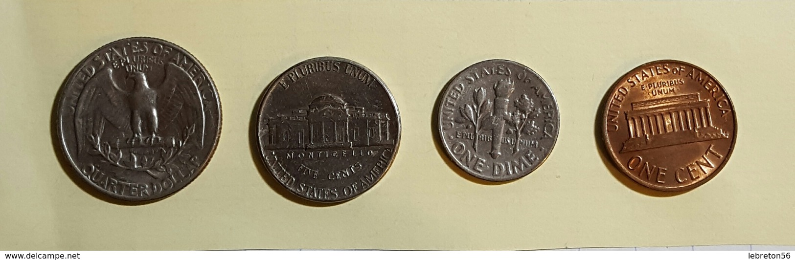 Etats Unis Quater Dollards 1967 Five Cent 1972 One Dime 1966 On Cent1976 Voir Les Deux Photos - Vrac - Monnaies