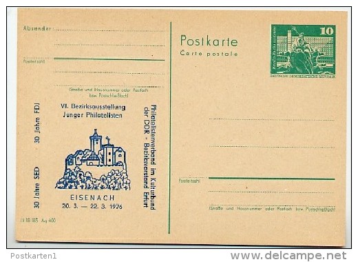 DDR P79-1c-76 C29-c Postkarte PRIVATER ZUDRUCK Blau Typ 2 Wartburg Eisenach 1976 - Privatpostkarten - Ungebraucht