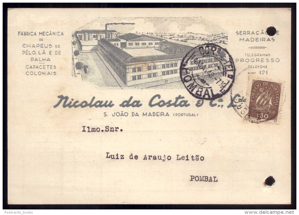 NICOLAU Da COSTA - S.JOÃO DA MADEIRA Postal Comercial FABRICA CHAPEUS De Pelo, Lã E Palha. Capacetes Coloniais PORTUGAL - Porto