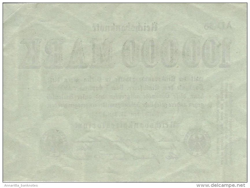 GERMANY 100000 MARK 1923 P-91a XF+ SERIE AD 38, GREEN PAPER [ DER091 ] - 100000 Mark