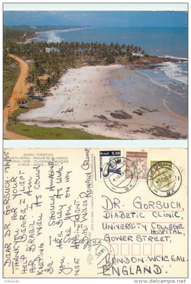 Ilheus, Bahia, Brazil Postcard Posted 1985 Stamp - Salvador De Bahia