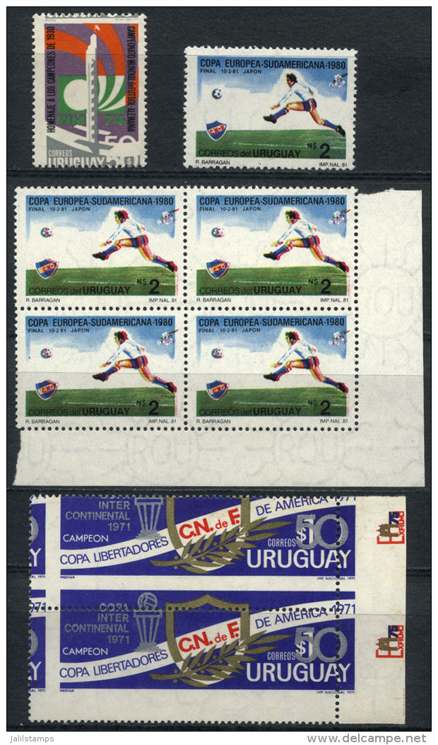 Topic FOOTBALL: Lot Of Stamps With Good VARIETIES, All MNH And Of Excellent Quality, Retail Value US$175 Or More! - Uruguay