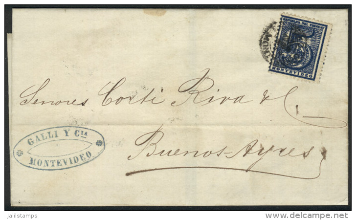 22/APR/1876 MONTEVIDEO - Buenos Aires: Folded Cover Franked By Sc.35a (dark Blue), Double Circle Datestamp, And... - Uruguay