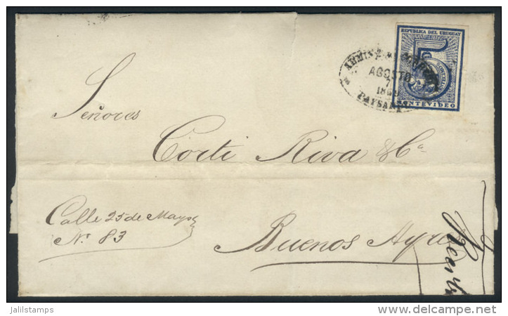 6/AUG/1869 PAYSANDÚ - Buenos Aires: Folded Cover Franked By Sc.30, Oval Datestamp Of Paysandú,... - Uruguay