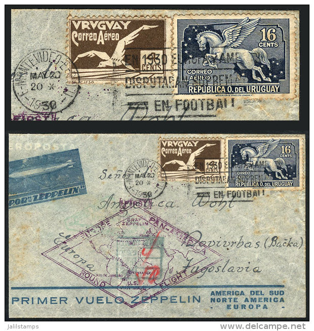 Cover Sent By ZEPPELIN From Montevideo To Yugoslavia (one Stamp Of The Original Postage Is Missing), Cancel With... - Uruguay