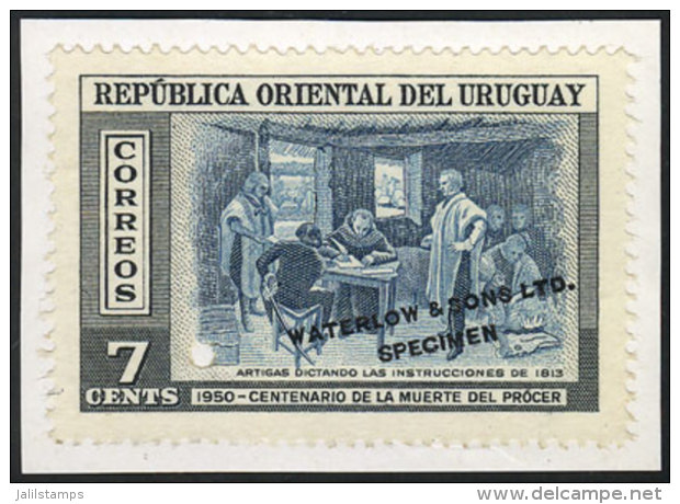 1950 7c. Artigas Dictating Instructions In 1813, SPECIMEN Of Waterlow &amp; Sons Ltd. In A Color Different From The... - Uruguay