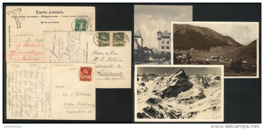 3 Nice Postcards Mailed Between 1913/1930, One With Postage Due Marks, Good Views, VF Quality! - Briefe U. Dokumente