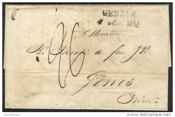 Entire Letter Sent From GENEVE To Genes On 1/AU/1834, With Nice Postal Marks On Front And Reverse, VF! - ...-1845 Prephilately