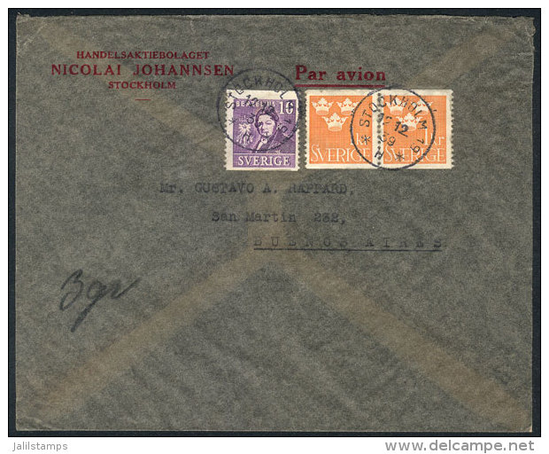 Airmail Cover Sent From Stockholm To Argentina On 12/DE/1939, VF Quality! - Covers & Documents