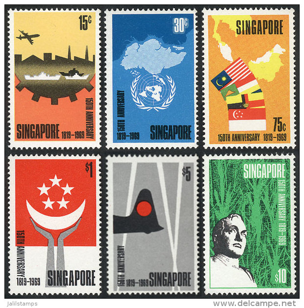Yvert 97/102, 1969 Singapore 150 Years, Complete Set Of 6 Unmounted Values, Excellent Quality, Catalog Value Euros... - Singapore (1959-...)