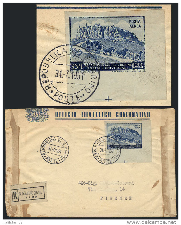 Registered Cover Sent To Firenze On 31/JUL/1951, Franked By Sc.C62b (imperforate), VF Quality! - Other & Unclassified