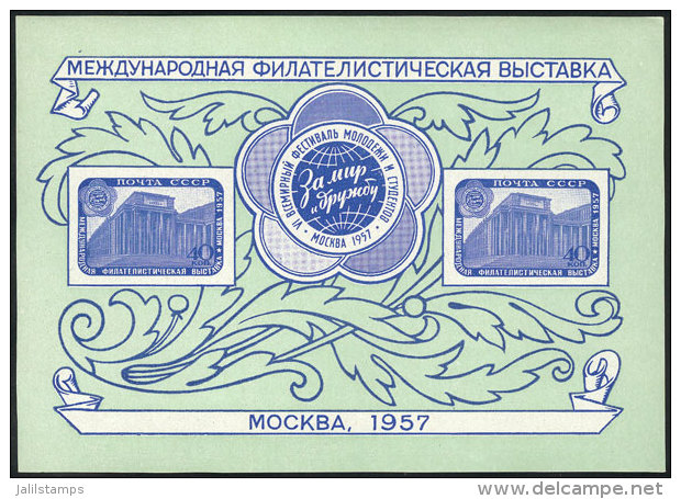 Yvert 22, 1957 Moscow Philatelic Expo, Unmounted, VF Quality, Catalog Value Euros 50. - Blocks & Sheetlets & Panes