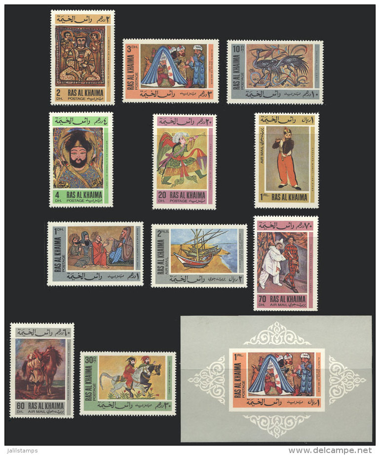 Paintings: Complete Set Of 11 Values + Souvenir Sheet, Excellent Quality! - Ras Al-Khaima