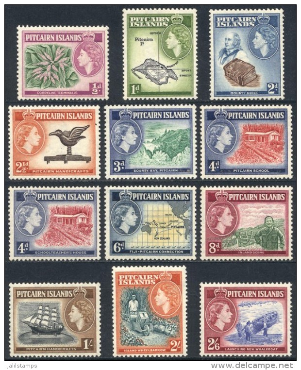 Sc.20/30 + 31, 1957/8 Ships, Maps Etc., Complete Set Of 12 Values, Mint Very Lightly Hinged (appear MNH), VF... - Pitcairn Islands