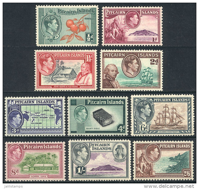 Sc.1/8, 1940/51 Ships, Complete Set Of 10 Values, Mint Very Lightly Hinged, VF Quality, Catalog Value US$69.90 - Pitcairn Islands