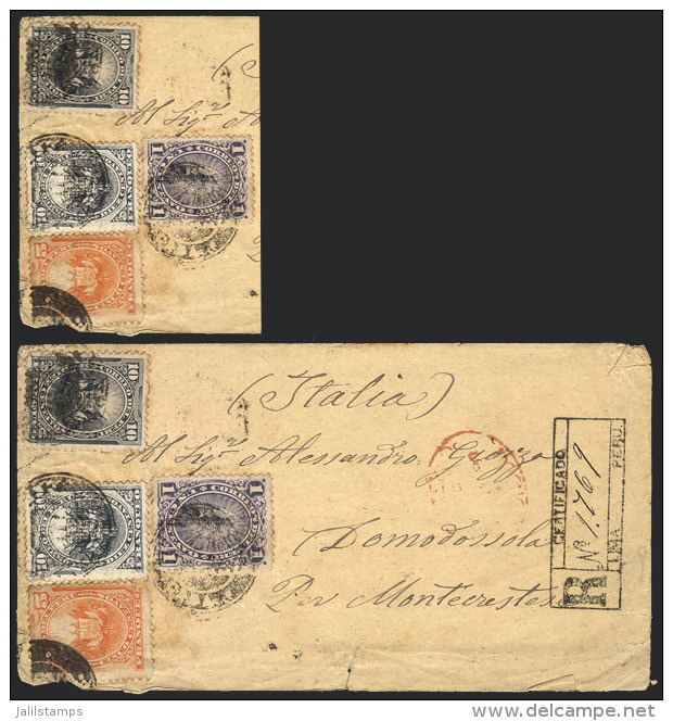 Registered Cover Sent From Lima To Domodossola (Italia) Via London, With Arrival Backstamp Of 17/JUL/1887, Franked... - Peru